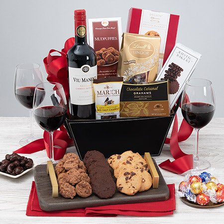Red Wine & Dark Chocolate Gift Basket - Viu Manent