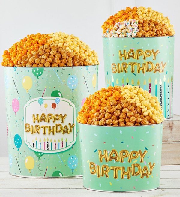 Birthday Wishes Popcorn Tins 3 1/2-Gallon Tin 3-Flavor