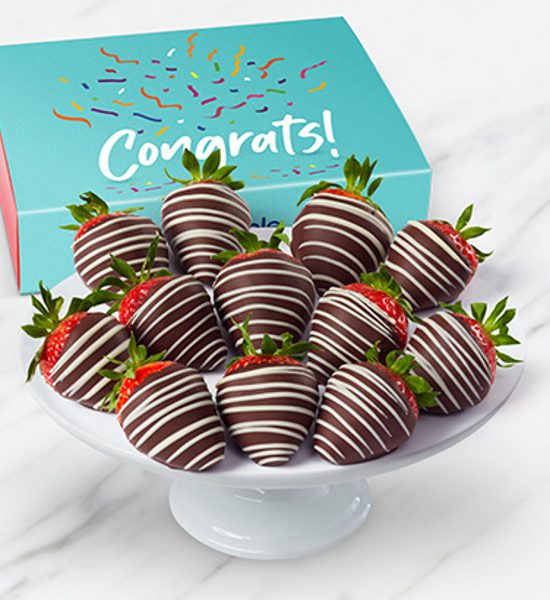 Congratulations Swizzle Chocolate-Covered Strawberries Gift Basket