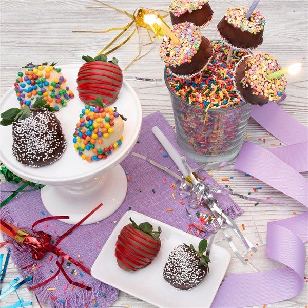 Happy Birthday Strawberries & Brownie Pops