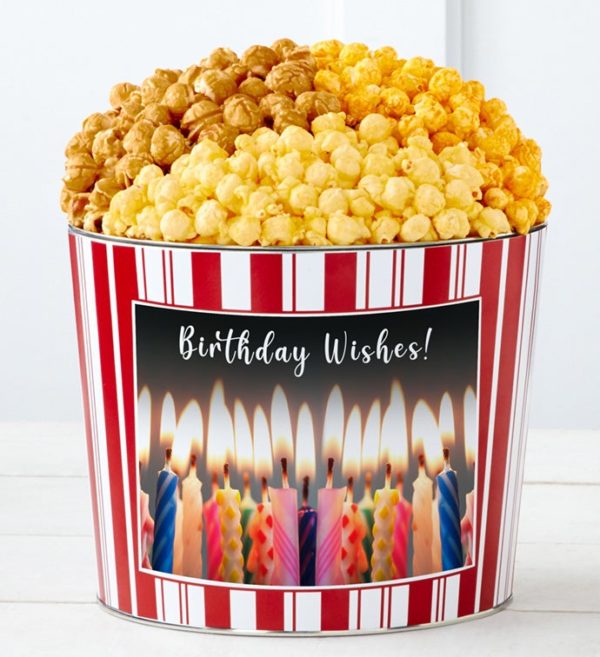 Tins With Pop® Birthday Wishes 1.75-Gallon Popcorn Tin Retro 3-Flavor