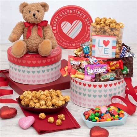 Valentine's Day Chocolate And Teddy Bear Gift Box