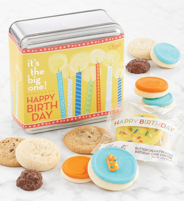 Big One Birthday Mini Treats Gift Tin By Cheryl's - Cookies Delivered - Cookie Gift Baskets - Birthday Gifts