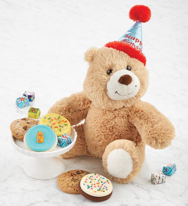 Birthday Bear With Treats By Cheryl's - Cookies Delivered - Cookie Gift Baskets - Birthday Gifts