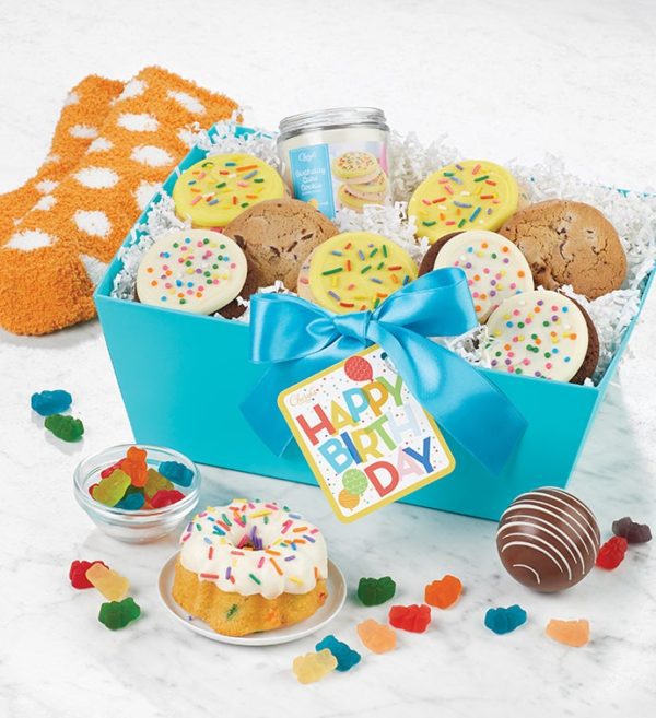 Birthday Cozy Gift Basket With Candle By Cheryl's - Cookies Delivered - Cookie Gift Baskets - Birthday Gifts