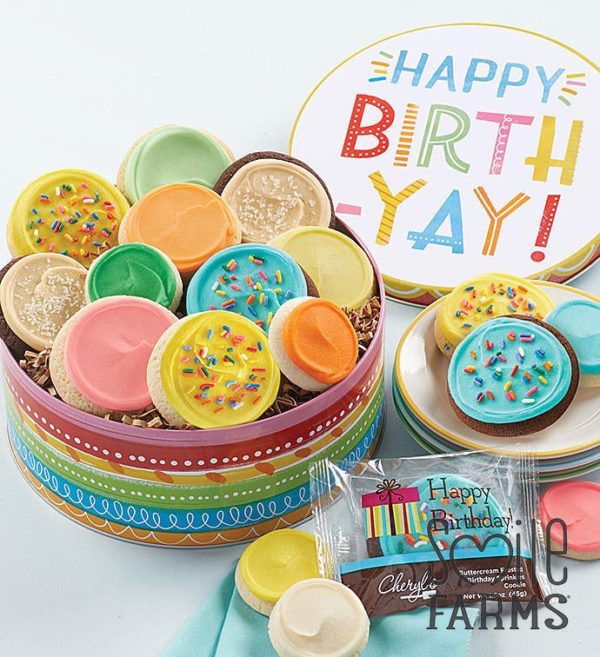 Birthday Gift Tin - Frosted Assortment By Cheryl's - Cookies Delivered - Cookie Gift Baskets - Birthday Gifts