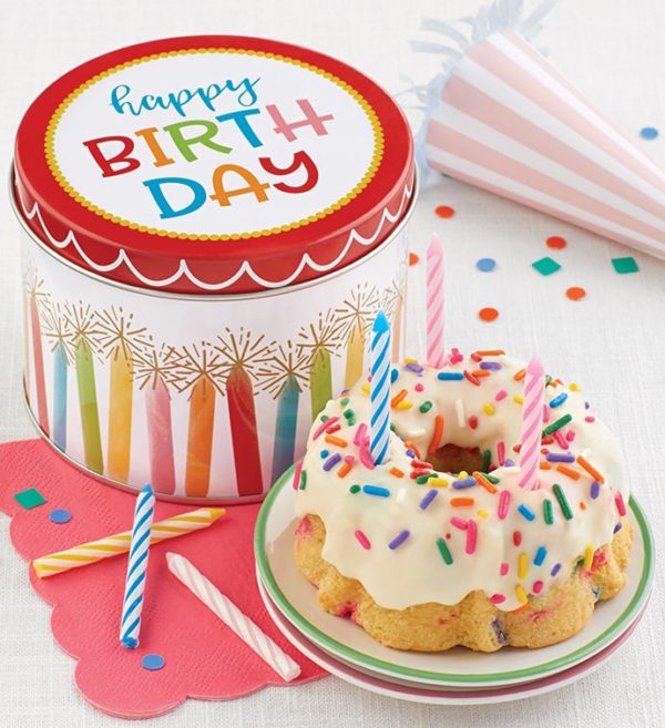 Birthday Mini Confetti Cake And Gift Tin By Cheryl's - Cake Delivery - Cookie Gift Baskets - Birthday Gifts