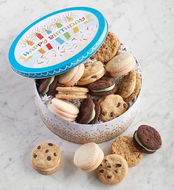 Birthday Sandwich Cookie Gift Tin By Cheryl's - Cookies Delivered - Cookie Gift Baskets - Birthday Gifts