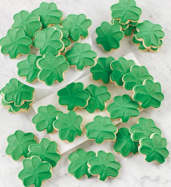 Buttercream Frosted Good Luck Cut-Outs Shamrock - 72 By Cheryl's - Cookies Delivered - Cookie Gift Baskets - St. Patricks Day Gifts