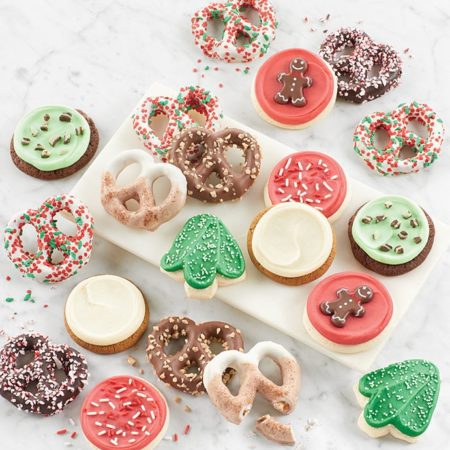 Buttercream Frosted Holiday Cookies And Gourmet Pretzels - 10 By Cheryl's - Cookies Delivered - Cookie Gift Baskets - Christmas Gifts