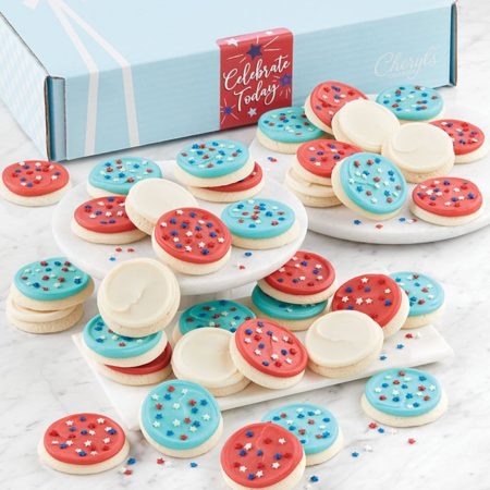 Buttercream Frosted Red White And Blue Cut-Out Cookies - 12 By Cheryl's - Cookies Delivered - - Patriotic Gifts