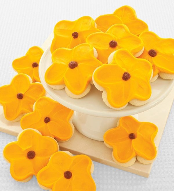 Buttercream Frosted Sunflower Cut-Out Cookies Cutouts -12 By Cheryl's - Cookies Delivered - Cookie Gift Baskets - Summer Gifts