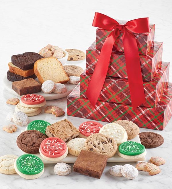 Classic Plaid Bakery Gift Tower By Cheryl's - Cookies Delivered - Cookie Gift Baskets - Everyday Gifting