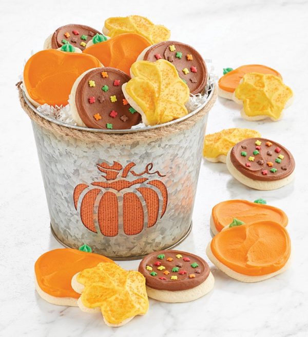 Fall Buttercream Cookie Pail By Cheryl's - Cookies Delivered - Cookie Gift Baskets - Fall Gifts