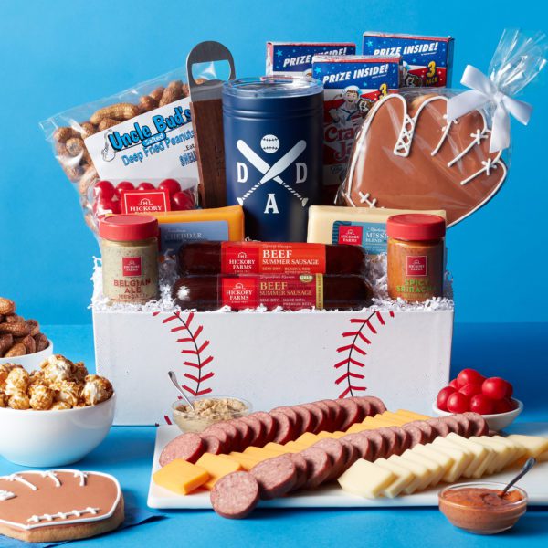 Father's Day Baseball Cookie & Dad Tumbler Gift Basket with Meat & Cheese | Father's Day Gift Basket Delivered | Hickory Farms