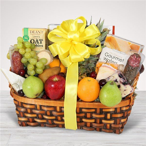 Fruit, Gourmet Cheese & Cracker Basket Same Day Delivery - Classic