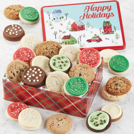 Grand Holiday Village Gift Tin By Cheryl's - Cookies Delivered - Cookie Gift Baskets - Christmas Gifts