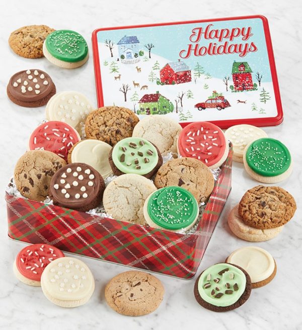 Grand Holiday Village Gift Tin By Cheryl's - Cookies Delivered - Cookie Gift Baskets - Christmas Gifts
