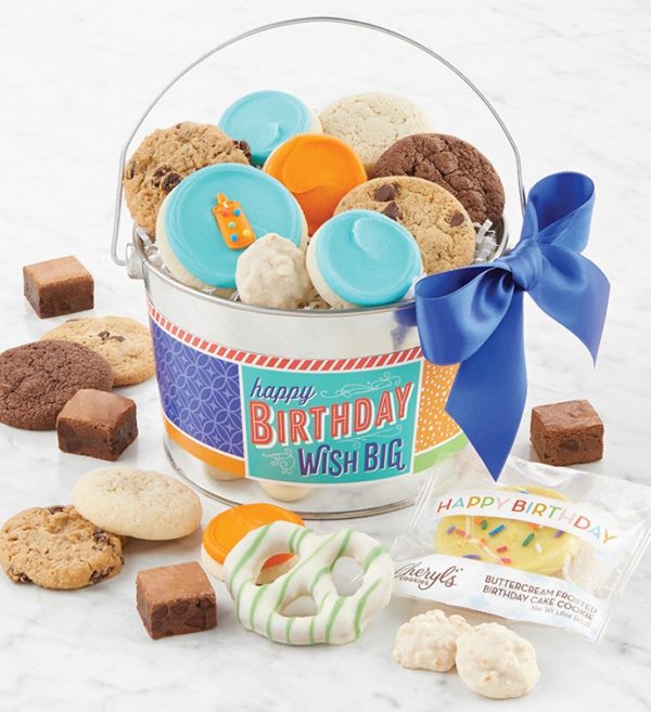 Happy Birthday Big Wish Treats Pail By Cheryl's - Cookies Delivered - Cookie Gift Baskets - Birthday Gifts