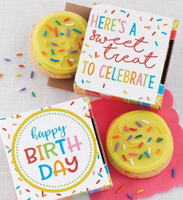 Happy Birthday Cookie Card W/ Small Face Mask By Cheryl's - Cookies Delivered - Cookie Gift Baskets - Birthday Gifts
