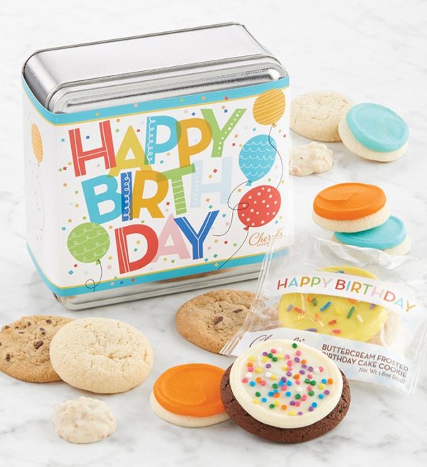 Happy Birthday Mini Treats Gift Tin By Cheryl's - Cookies Delivered - Cookie Gift Baskets - Birthday Gifts