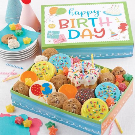 Happy Birthday Party In A Box W/ Medium Face Mask By Cheryl's - Cookies Delivered - Cookie Gift Baskets - Birthday Gifts