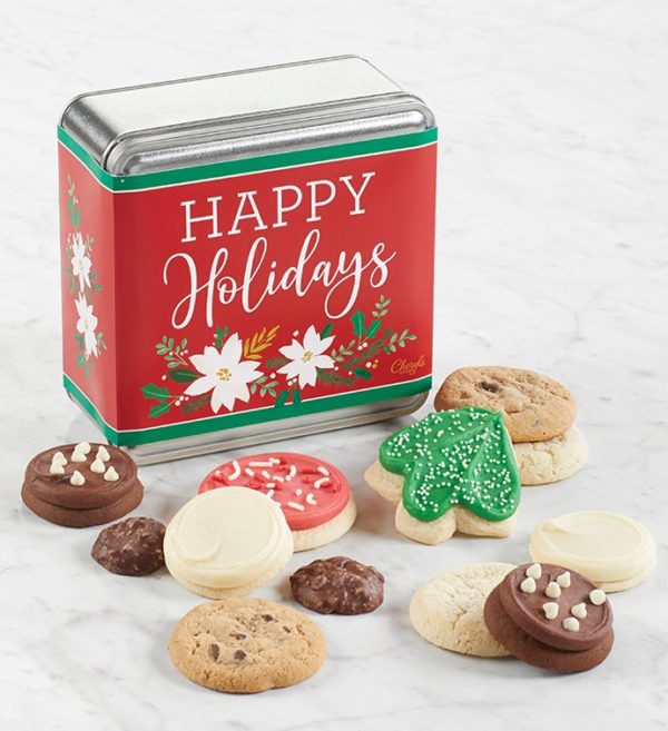 Happy Holidays Mini Treats Tin By Cheryl's - Cookies Delivered - Cookie Gift Baskets - Christmas Gifts