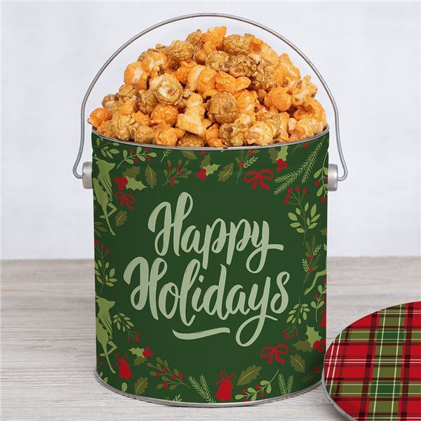 Happy Holidays Mixed Cheesy Cheddar and Caramel Popcorn Gift