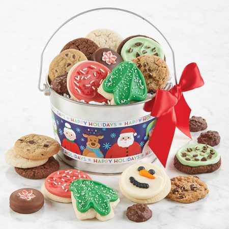 Happy Holidays Treats Pail By Cheryl's - Cookies Delivered - Cookie Gift Baskets - Christmas Gifts