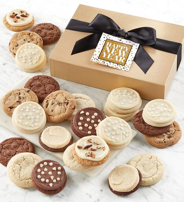 Holiday Gold Cookie Gift Boxes - 24 By Cheryl's - Cookies Delivered - Cookie Gift Baskets - Christmas Gifts