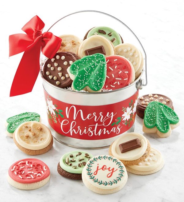 Merry Christmas Cookie Pail By Cheryl's - Cookies Delivered - Cookie Gift Baskets - Christmas Gifts