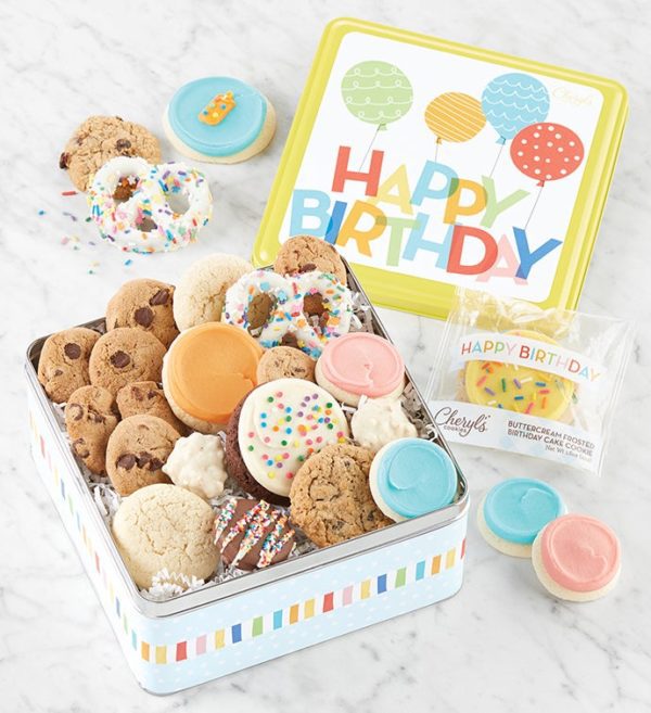 Musical Birthday Gift Tin Treats Assortment By Cheryl's - Cookies Delivered - Cookie Gift Baskets - Birthday Gifts
