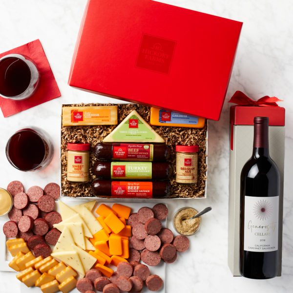 Red Wine Gift Box with Meat & Cheese | Cabernet Sauvignon | Hickory Farms