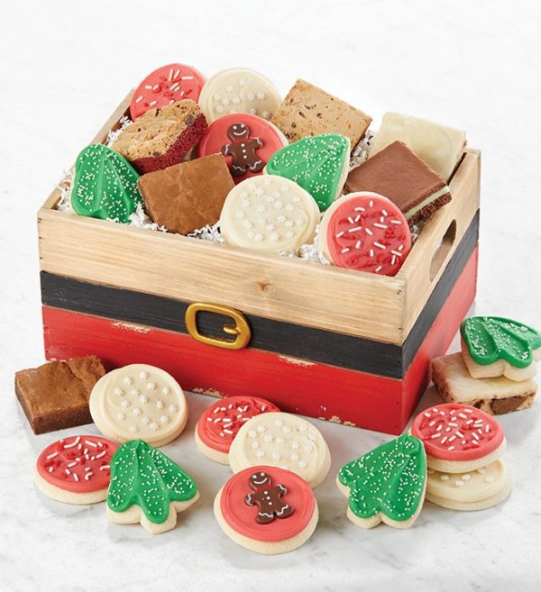Santa Treats Cookie And Brownie Crate - Large By Cheryl's - Cookies Delivered - Cookie Gift Baskets - Christmas Gifts