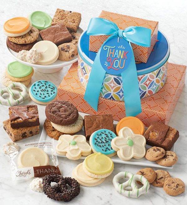 Thank You Gift Tin Tower By Cheryl's - Cookies Delivered - Cookie Gift Baskets - Thank You Gifts