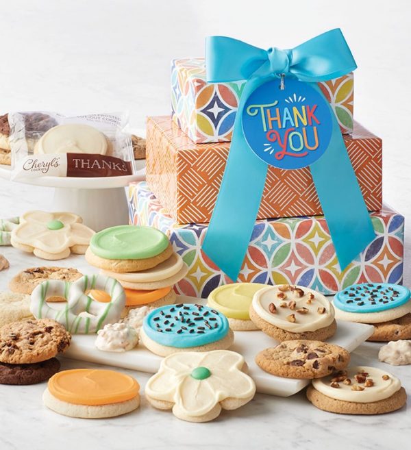 Thank You Gift Tower By Cheryl's - Cookies Delivered - Cookie Gift Baskets - Thank You Gifts