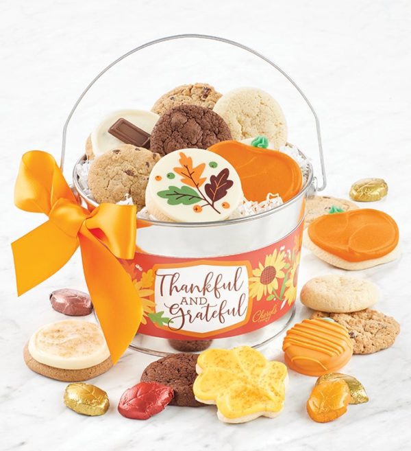 Thankful And Grateful Treats Pail By Cheryl's - Cookies Delivered - Cookie Gift Baskets - Thanksgiving Gifts