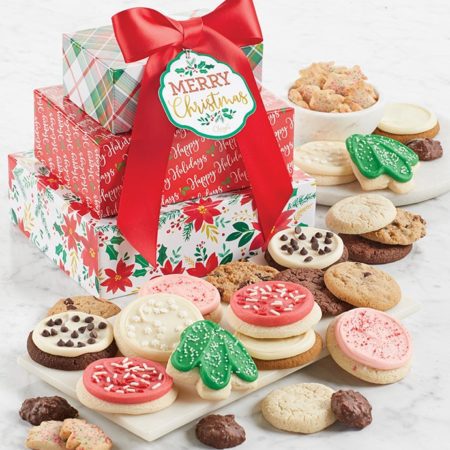 Traditional Merry Christmas Gift Tower By Cheryl's - Cookies Delivered - Cookie Gift Baskets - Christmas Gifts
