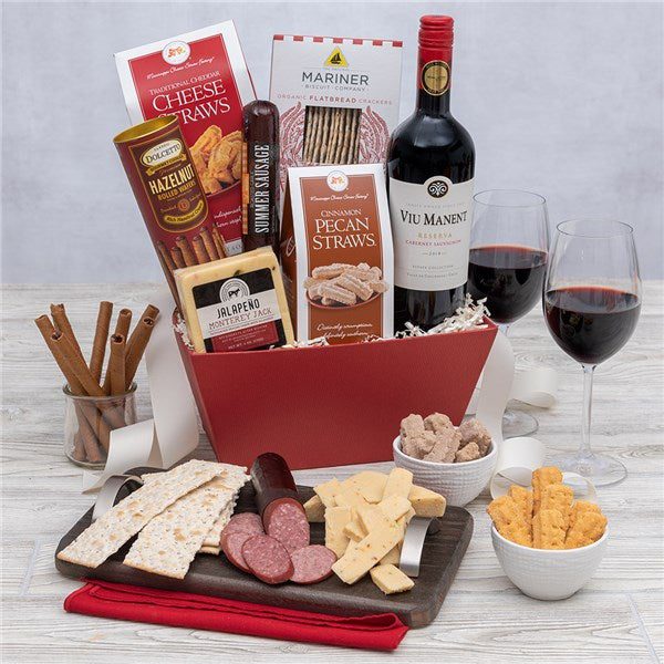 Wine And Cheese Basket - Red