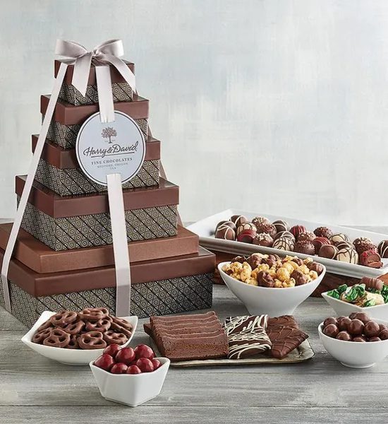 Delectable Celebration Ghirardelli Tower of Chocolates Gift Basket