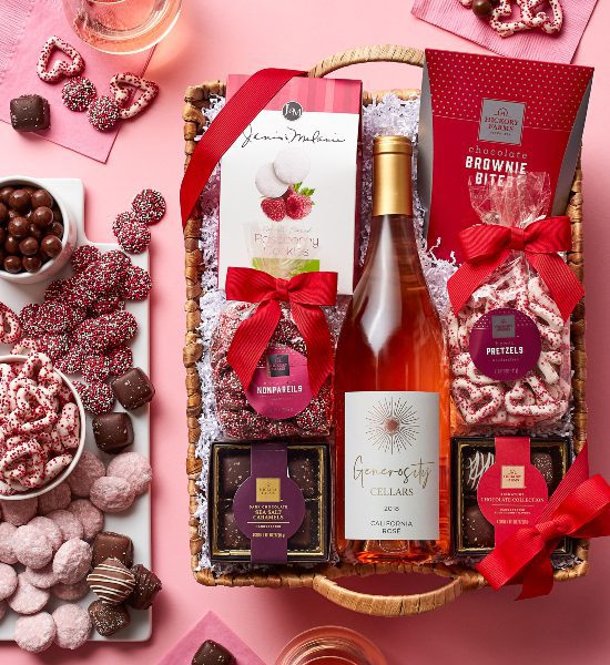 Amazing Valentine's Sweets & Rosé Gift Basket