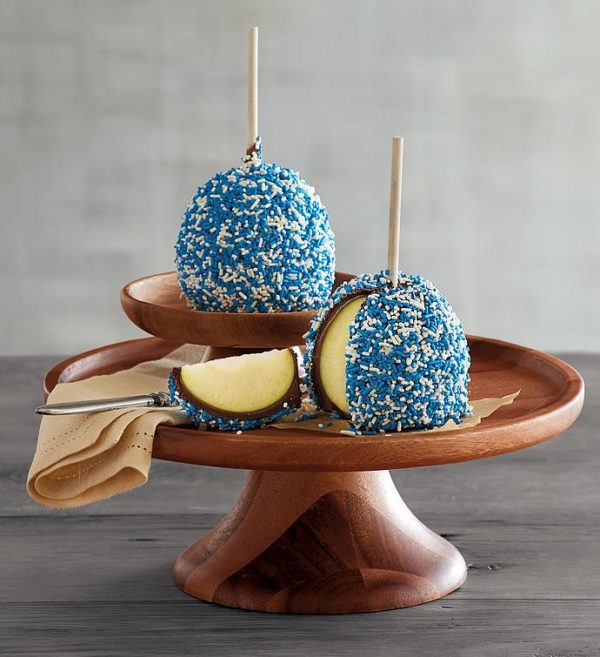 Belgian Chocolate-Dipped Caramel Apples - Blue Decorations, Coated Fruits Nuts, Gifts by Harry & David