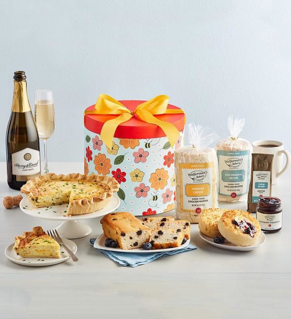 Bright Blooms Brunch Gift Box With Wine, Assorted Foods, Gifts by Harry & David