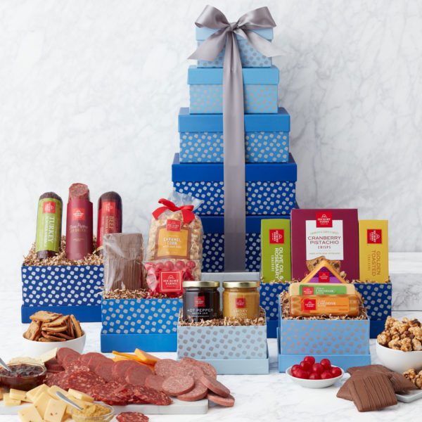 Brilliant Blue Gift Tower | Hickory Farms