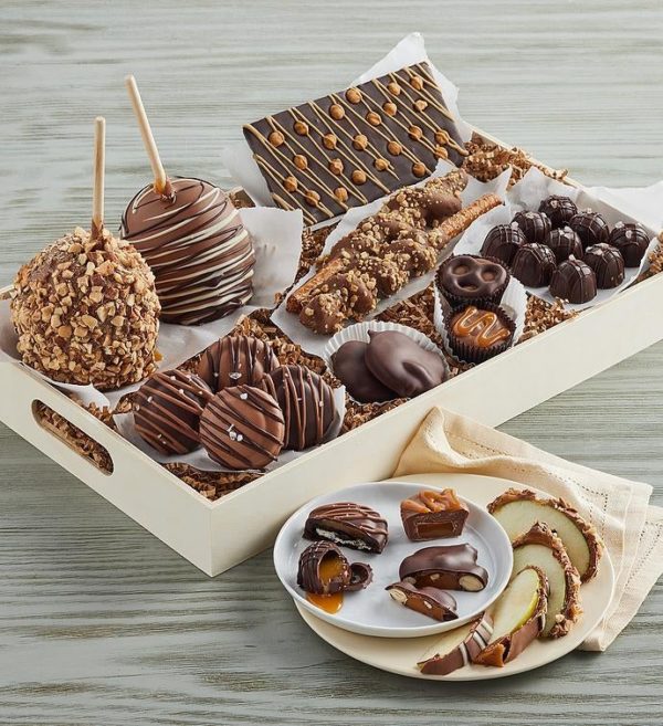 Caramel Belgian Chocolate Gift Basket With Fruit, Coated Fruits Nuts, Gifts by Harry & David