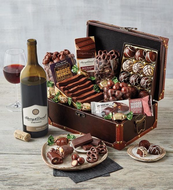 Chocolate Treasure Box With Wine, Assorted Foods, Gifts by Harry & David