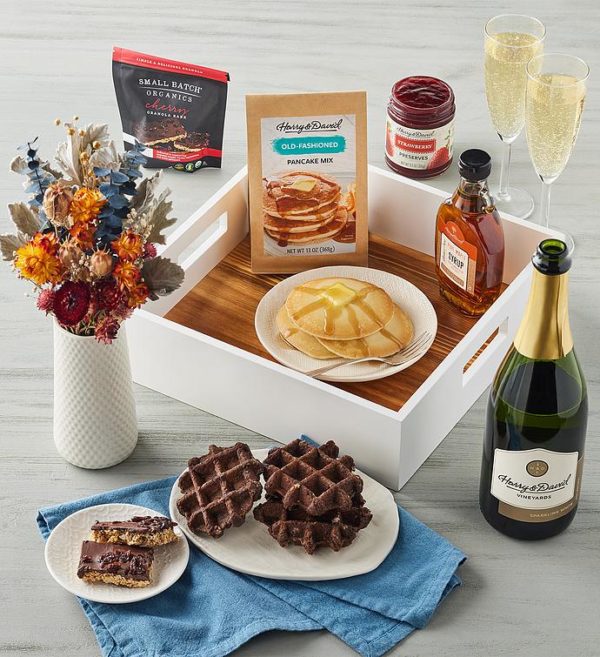 Classsic Breakfast In Bed With Wine And Deluxe Dried Bouquet, Assorted Foods, Gifts by Harry & David