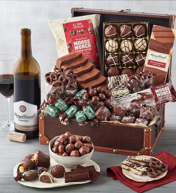 Deluxe Chest Of Chocolates With Wine, Assorted Foods, Chocolates & Sweets by Harry & David