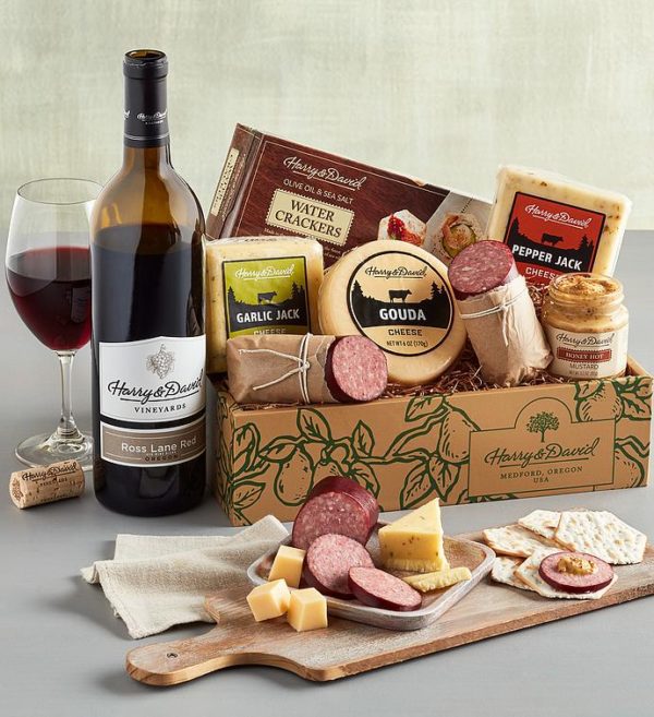 Deluxe Meat And Cheese Gift With Wine, Assorted Foods, Gifts by Harry & David