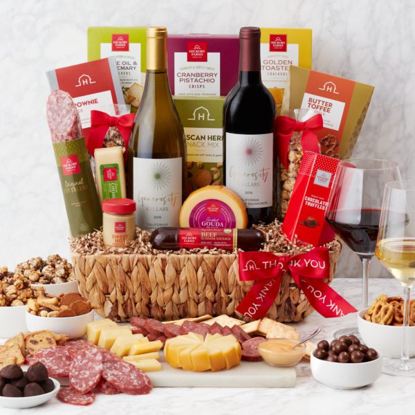 Deluxe Thank You Wine Gift Basket with Snacks | Hickory Farms